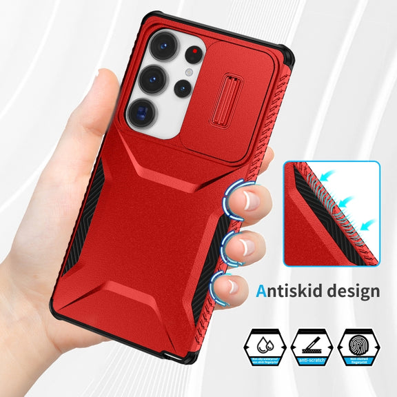For Samsung Galaxy S25 Ultra 5G Sliding Camshield Phone Case(Red)