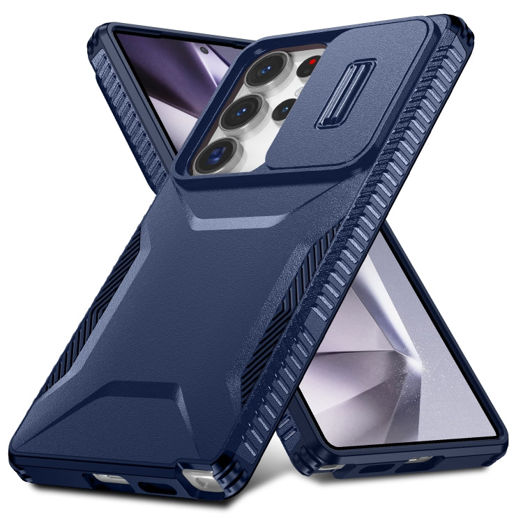 For Samsung Galaxy S25 Ultra 5G Sliding Camshield Phone Case(Blue)