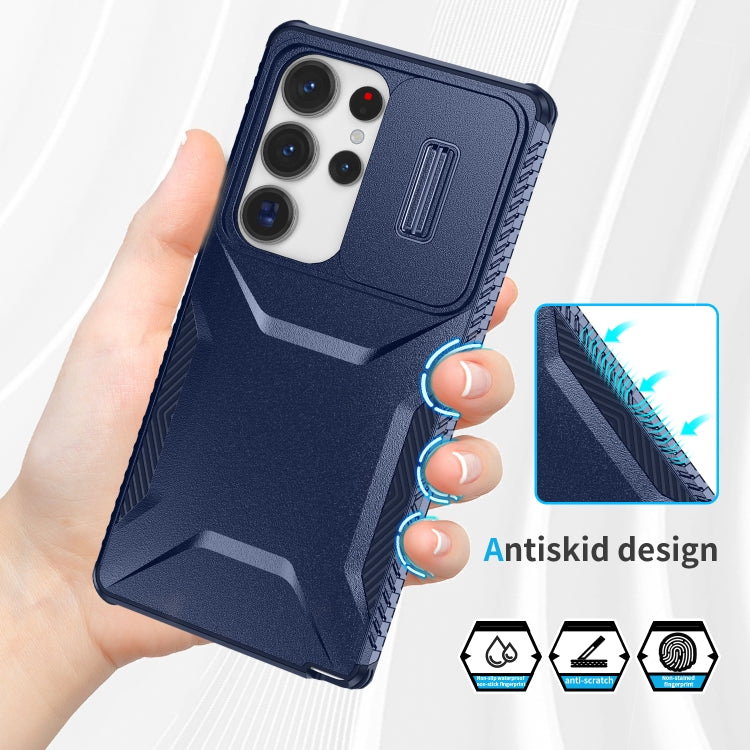 For Samsung Galaxy S25 Ultra 5G Sliding Camshield Phone Case(Blue)