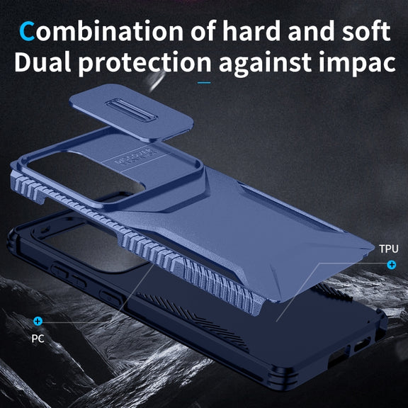 For Samsung Galaxy S25 Ultra 5G Sliding Camshield Phone Case(Blue)