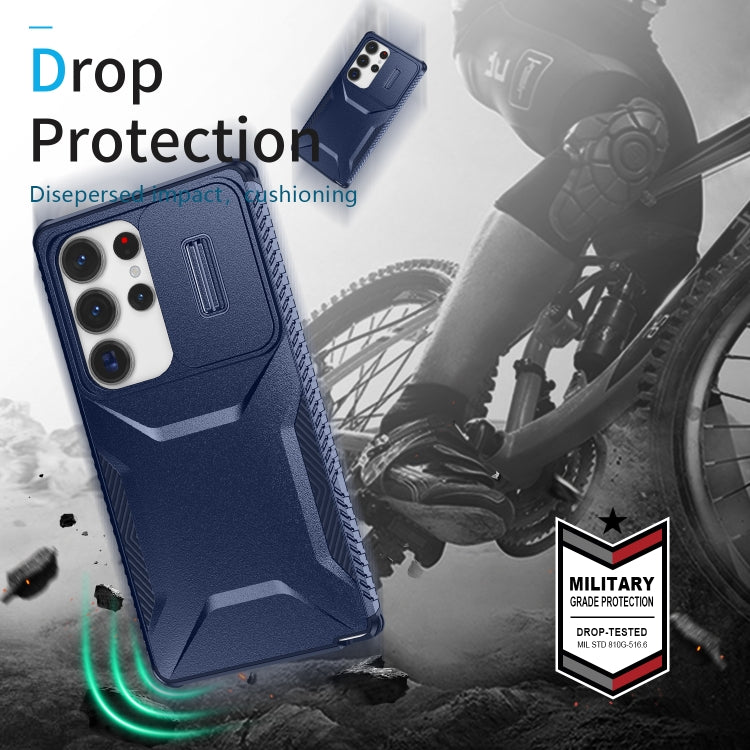 For Samsung Galaxy S25 Ultra 5G Sliding Camshield Phone Case(Blue)