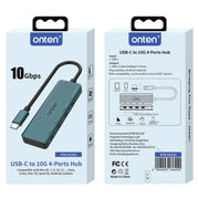 Onten UC620 10Gbps USB-C / Type-C to USB 3.2 Gen2 4 in 1 Multi-function HUB Docking Station, Length:13cm(Green)