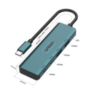 Onten UC622 10Gbps USB-C / Type-C to 2 x USB + 2 x USB-C / Type-C 4 in 1 HUB Docking Station, Length:1.5m(Green)