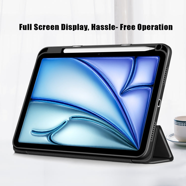 For iPad Air 11 2024 / Pro 11 2022 Acrylic 3-Fold Smart Leather Tablet Case(Black)
