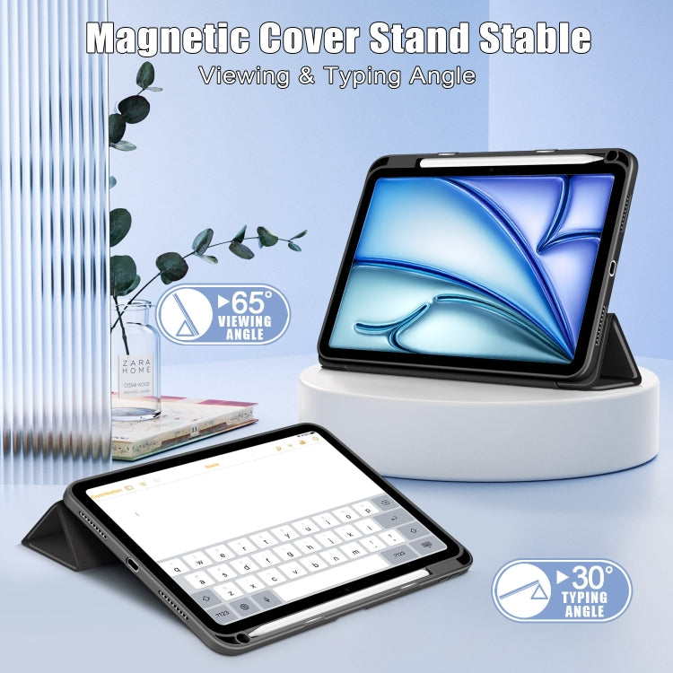 For iPad Air 11 2024 / Pro 11 2022 Acrylic 3-Fold Smart Leather Tablet Case(Black)