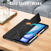 For iPad Air 11 2024 / Pro 11 2022 Acrylic 3-Fold Smart Leather Tablet Case(Black)