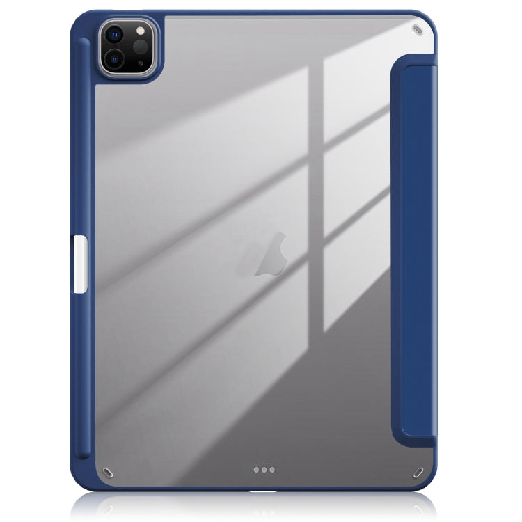 For iPad Air 11 2024 / Pro 11 2022 Acrylic 3-Fold Smart Leather Tablet Case(Dark Blue)