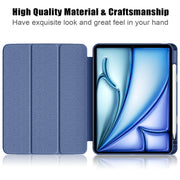 For iPad Air 11 2024 / Pro 11 2022 Acrylic 3-Fold Smart Leather Tablet Case(Dark Blue)