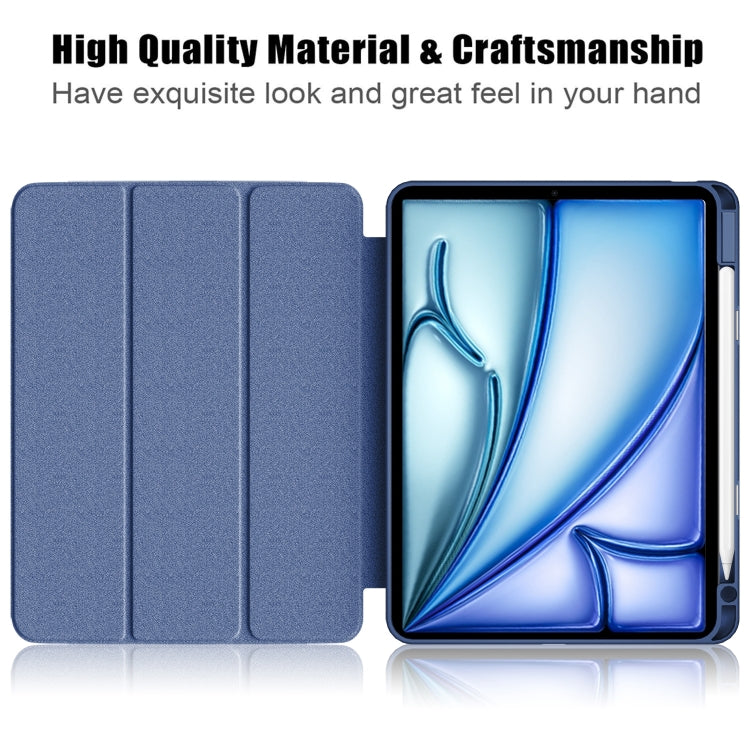 For iPad Air 11 2024 / Pro 11 2022 Acrylic 3-Fold Smart Leather Tablet Case(Dark Blue)