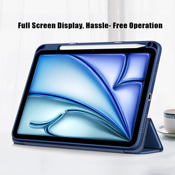 For iPad Air 11 2024 / Pro 11 2022 Acrylic 3-Fold Smart Leather Tablet Case(Dark Blue)