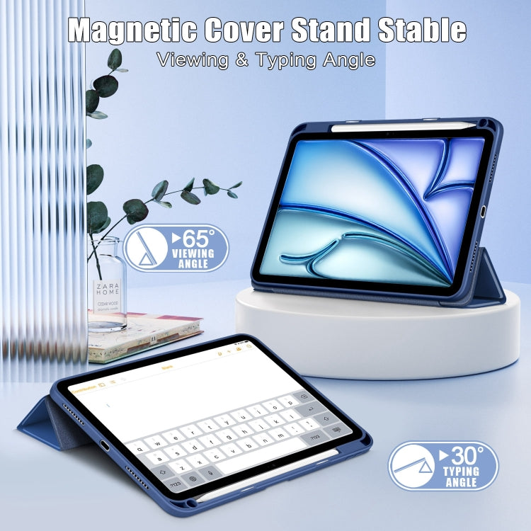For iPad Air 11 2024 / Pro 11 2022 Acrylic 3-Fold Smart Leather Tablet Case(Dark Blue)