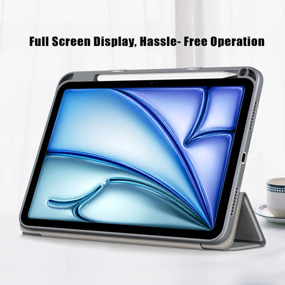 For iPad Air 11 2024 / Pro 11 2022 Acrylic 3-Fold Smart Leather Tablet Case(Grey)