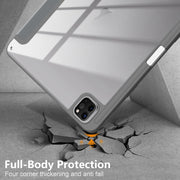 For iPad Air 11 2024 / Pro 11 2022 Acrylic 3-Fold Smart Leather Tablet Case(Grey)