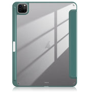 For iPad Air 11 2024 / Pro 11 2022 Acrylic 3-Fold Smart Leather Tablet Case(Deep Green)