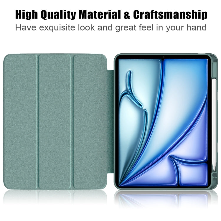 For iPad Air 11 2024 / Pro 11 2022 Acrylic 3-Fold Smart Leather Tablet Case(Deep Green)