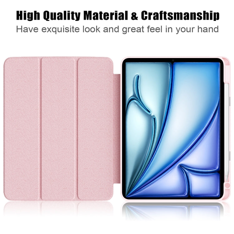 For iPad Air 11 2024 / Pro 11 2022 Acrylic 3-Fold Smart Leather Tablet Case(Pink)