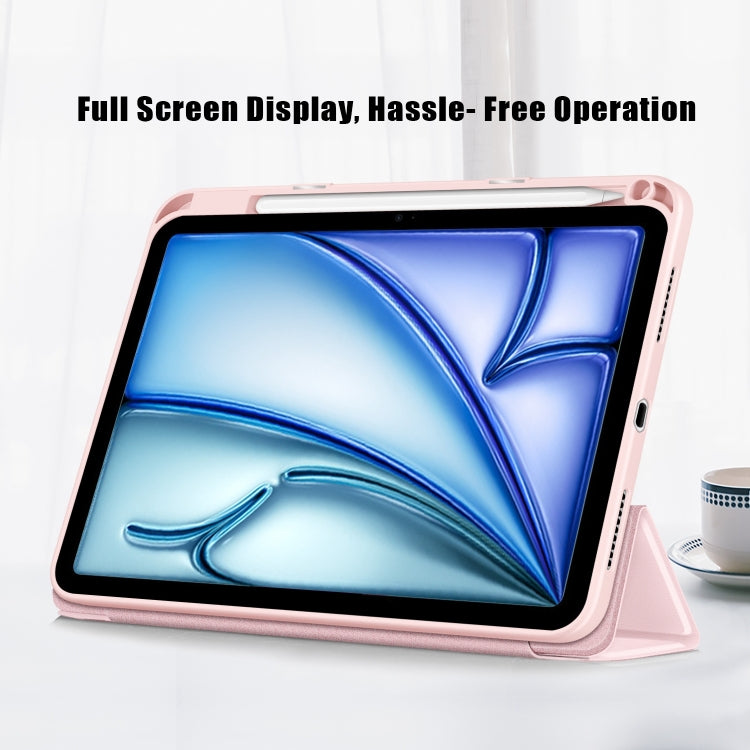 For iPad Air 11 2024 / Pro 11 2022 Acrylic 3-Fold Smart Leather Tablet Case(Pink)