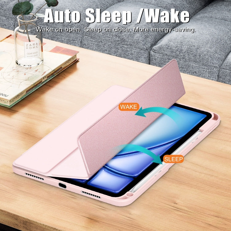 For iPad Air 11 2024 / Pro 11 2022 Acrylic 3-Fold Smart Leather Tablet Case(Pink)