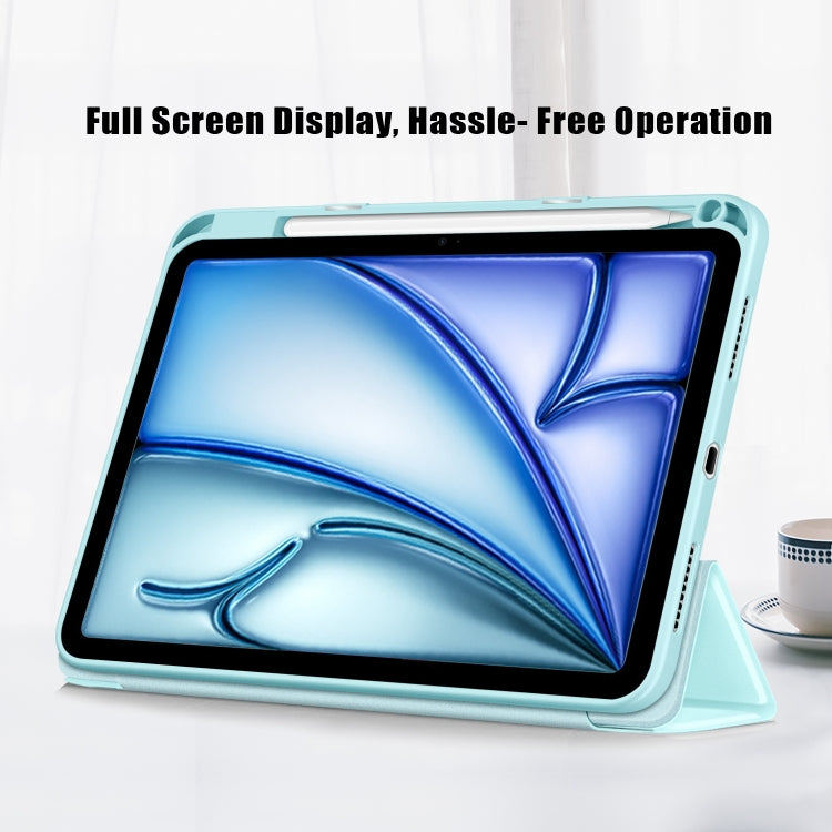 For iPad Air 11 2024 / Pro 11 2022 Acrylic 3-Fold Smart Leather Tablet Case(Sky Blue)