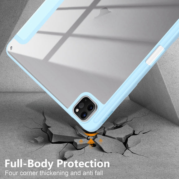 For iPad Air 11 2024 / Pro 11 2022 Acrylic 3-Fold Smart Leather Tablet Case(Sky Blue)