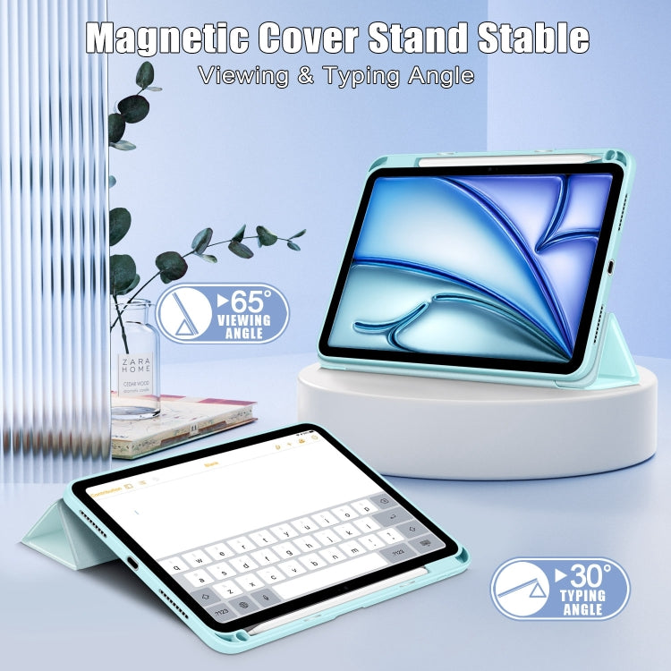 For iPad Air 11 2024 / Pro 11 2022 Acrylic 3-Fold Smart Leather Tablet Case(Sky Blue)
