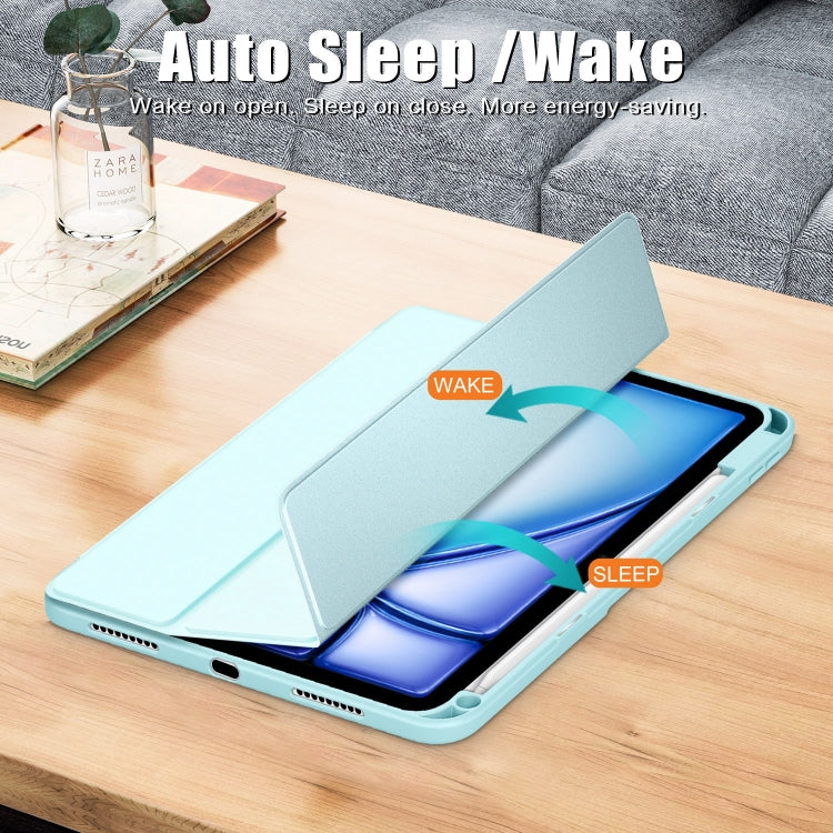 For iPad Air 11 2024 / Pro 11 2022 Acrylic 3-Fold Smart Leather Tablet Case(Sky Blue)