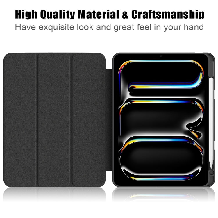 For iPad Pro 11 2024 Acrylic 3-Fold Smart Leather Tablet Case(Black)