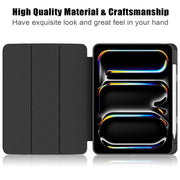 For iPad Pro 11 2024 Acrylic 3-Fold Smart Leather Tablet Case(Black)