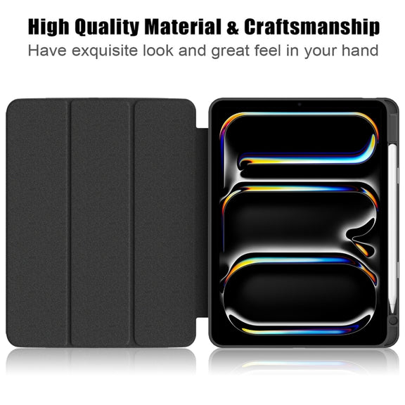 For iPad Pro 11 2024 Acrylic 3-Fold Smart Leather Tablet Case(Black)