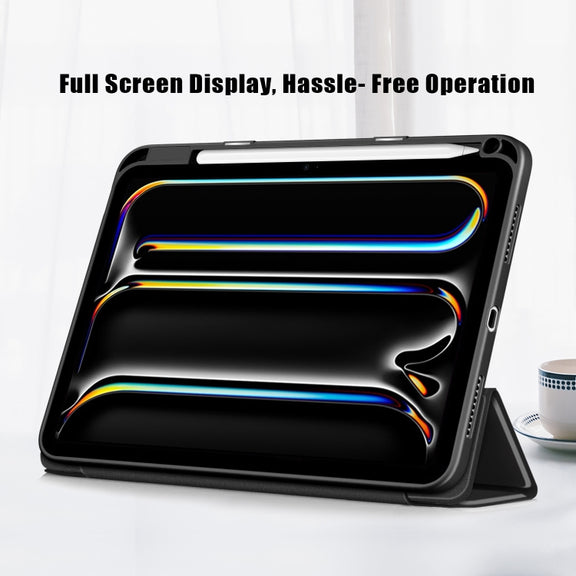 For iPad Pro 11 2024 Acrylic 3-Fold Smart Leather Tablet Case(Black)