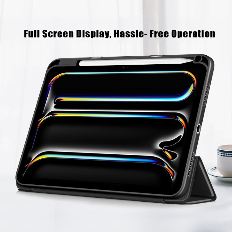 For iPad Pro 11 2024 Acrylic 3-Fold Smart Leather Tablet Case(Black)