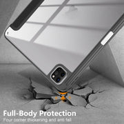 For iPad Pro 11 2024 Acrylic 3-Fold Smart Leather Tablet Case(Black)