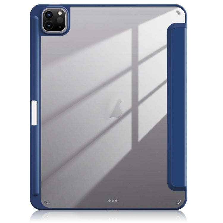 For iPad Pro 11 2024 Acrylic 3-Fold Smart Leather Tablet Case(Dark Blue)