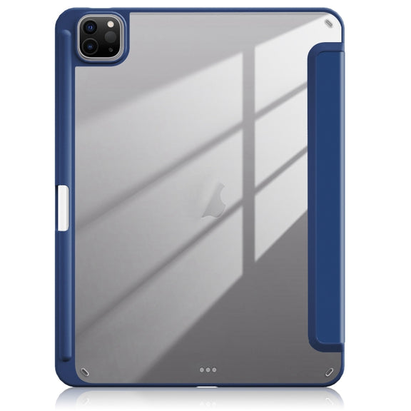 For iPad Pro 11 2024 Acrylic 3-Fold Smart Leather Tablet Case(Dark Blue)