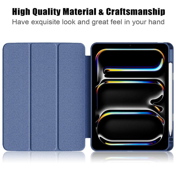 For iPad Pro 11 2024 Acrylic 3-Fold Smart Leather Tablet Case(Dark Blue)