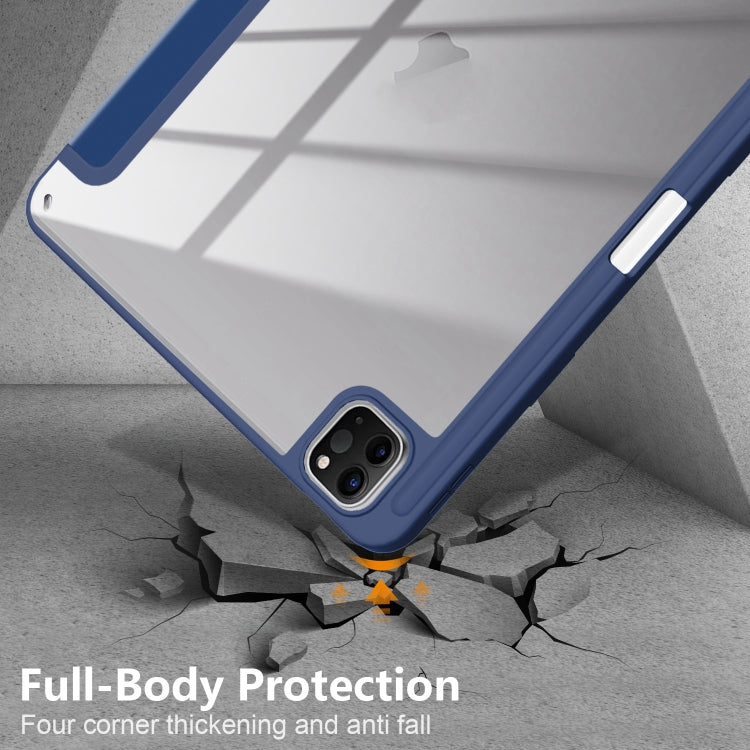 For iPad Pro 11 2024 Acrylic 3-Fold Smart Leather Tablet Case(Dark Blue)