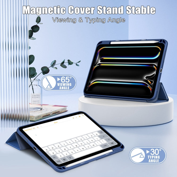 For iPad Pro 11 2024 Acrylic 3-Fold Smart Leather Tablet Case(Dark Blue)