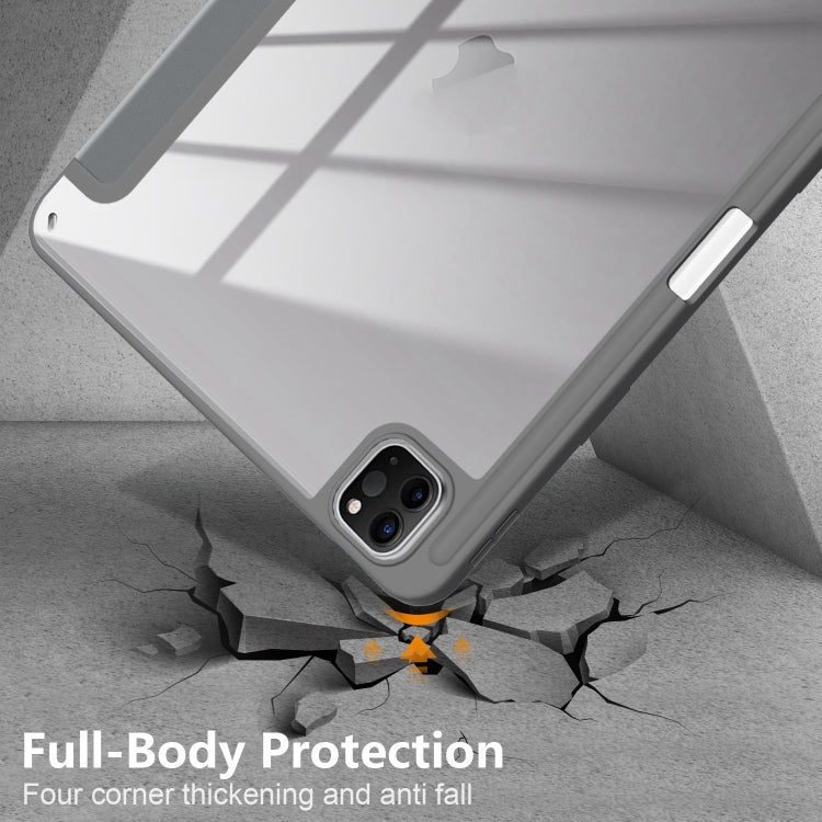 For iPad Pro 11 2024 Acrylic 3-Fold Smart Leather Tablet Case(Grey)