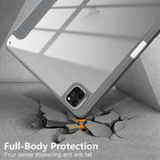 For iPad Pro 11 2024 Acrylic 3-Fold Smart Leather Tablet Case(Grey)