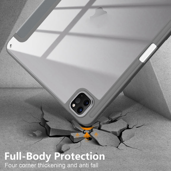 For iPad Pro 11 2024 Acrylic 3-Fold Smart Leather Tablet Case(Grey)