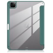 For iPad Pro 11 2024 Acrylic 3-Fold Smart Leather Tablet Case(Deep Green)