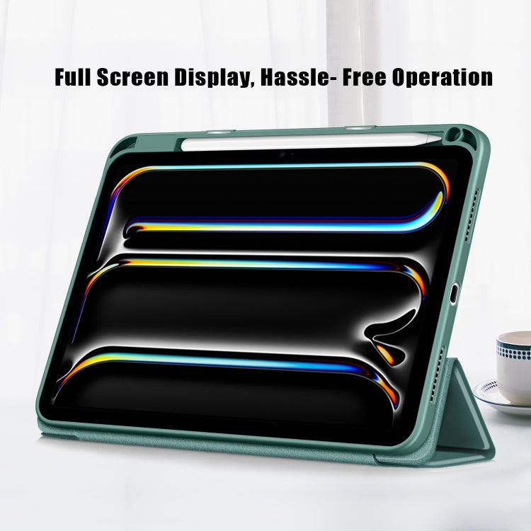For iPad Pro 11 2024 Acrylic 3-Fold Smart Leather Tablet Case(Deep Green)