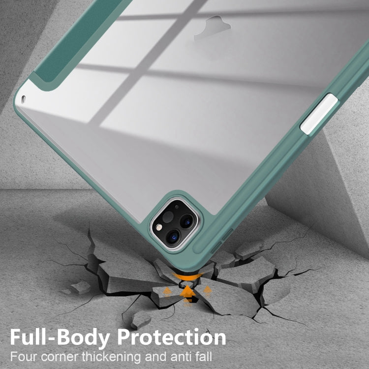 For iPad Pro 11 2024 Acrylic 3-Fold Smart Leather Tablet Case(Deep Green)