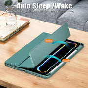 For iPad Pro 11 2024 Acrylic 3-Fold Smart Leather Tablet Case(Deep Green)
