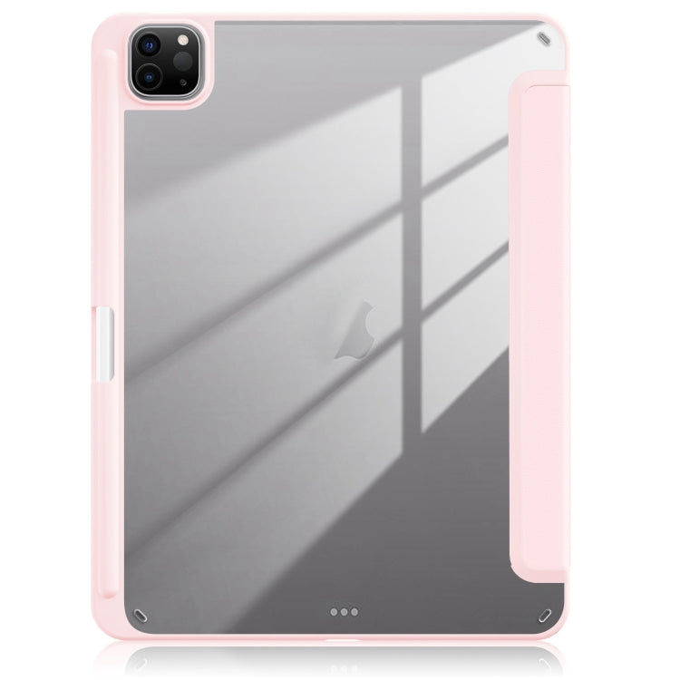 For iPad Pro 11 2024 Acrylic 3-Fold Smart Leather Tablet Case(Pink)