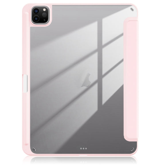 For iPad Pro 11 2024 Acrylic 3-Fold Smart Leather Tablet Case(Pink)