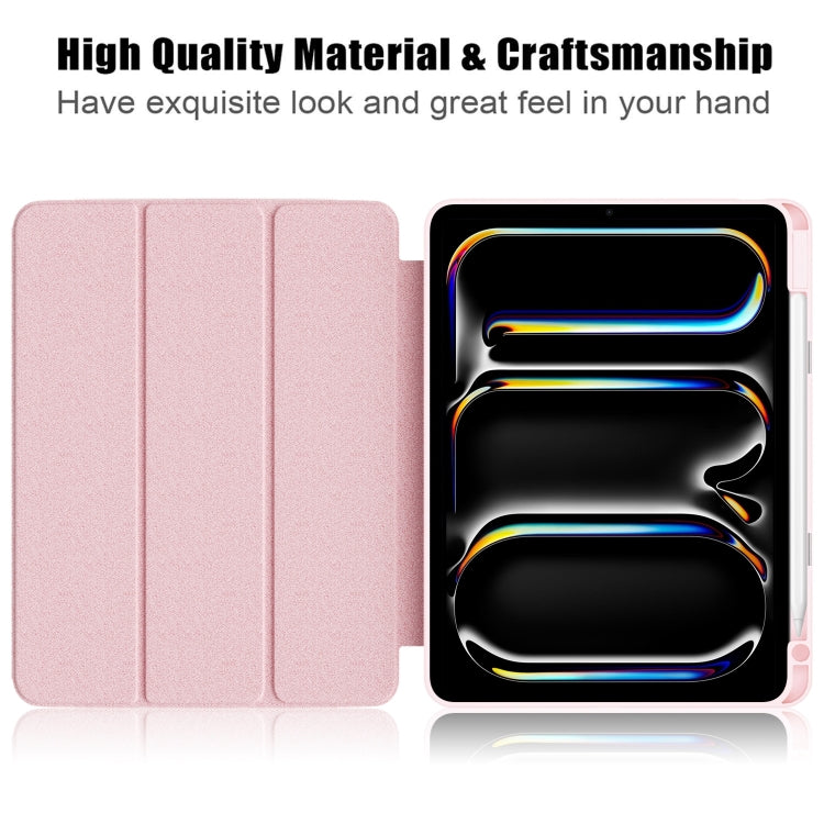 For iPad Pro 11 2024 Acrylic 3-Fold Smart Leather Tablet Case(Pink)