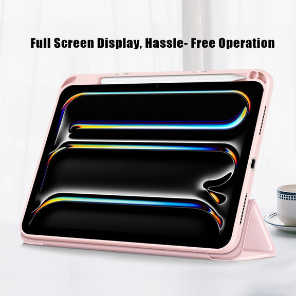 For iPad Pro 11 2024 Acrylic 3-Fold Smart Leather Tablet Case(Pink)