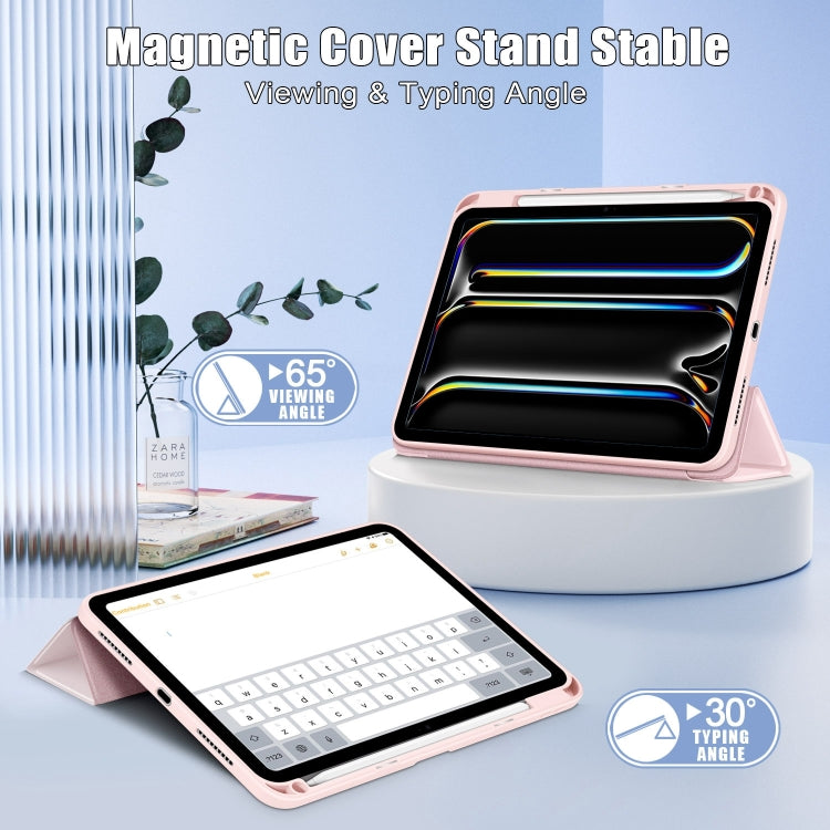For iPad Pro 11 2024 Acrylic 3-Fold Smart Leather Tablet Case(Pink)