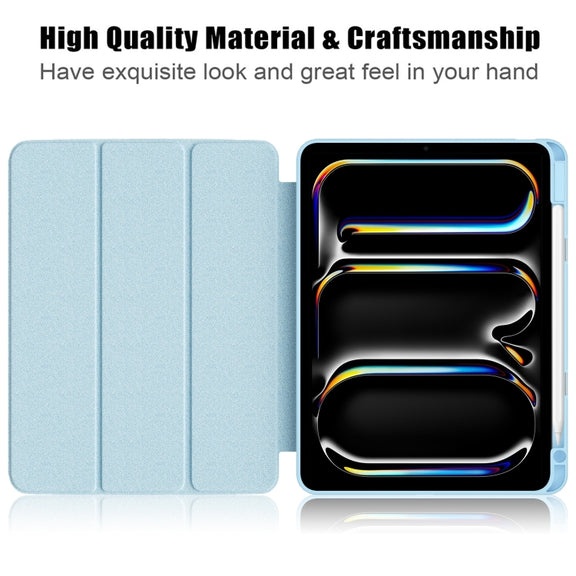 For iPad Pro 11 2024 Acrylic 3-Fold Smart Leather Tablet Case(Sky Blue)